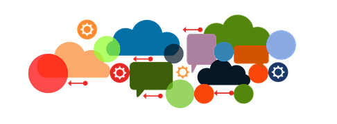 Image of speech bubbles and arrows to illustrate marketing sustainability