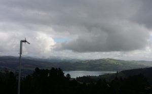 A Thinair turbine from Powerhouse Wind over Blueskin Bay, Otago