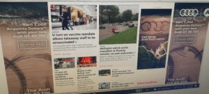 Shot of Audi advert as it appeared on Stuff website - shows donuts making the audi logo